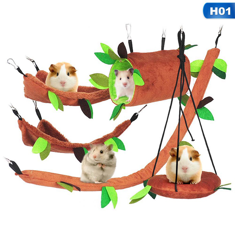 5 cái hamster võng động vật nhỏ treo giường ấm nhà lồng lồng phụ kiện rừng mô hình lồng đồ chơi Lá Treo đường hầm và xích đu cho tàu lượn đường sóc hamster chơi ngủ