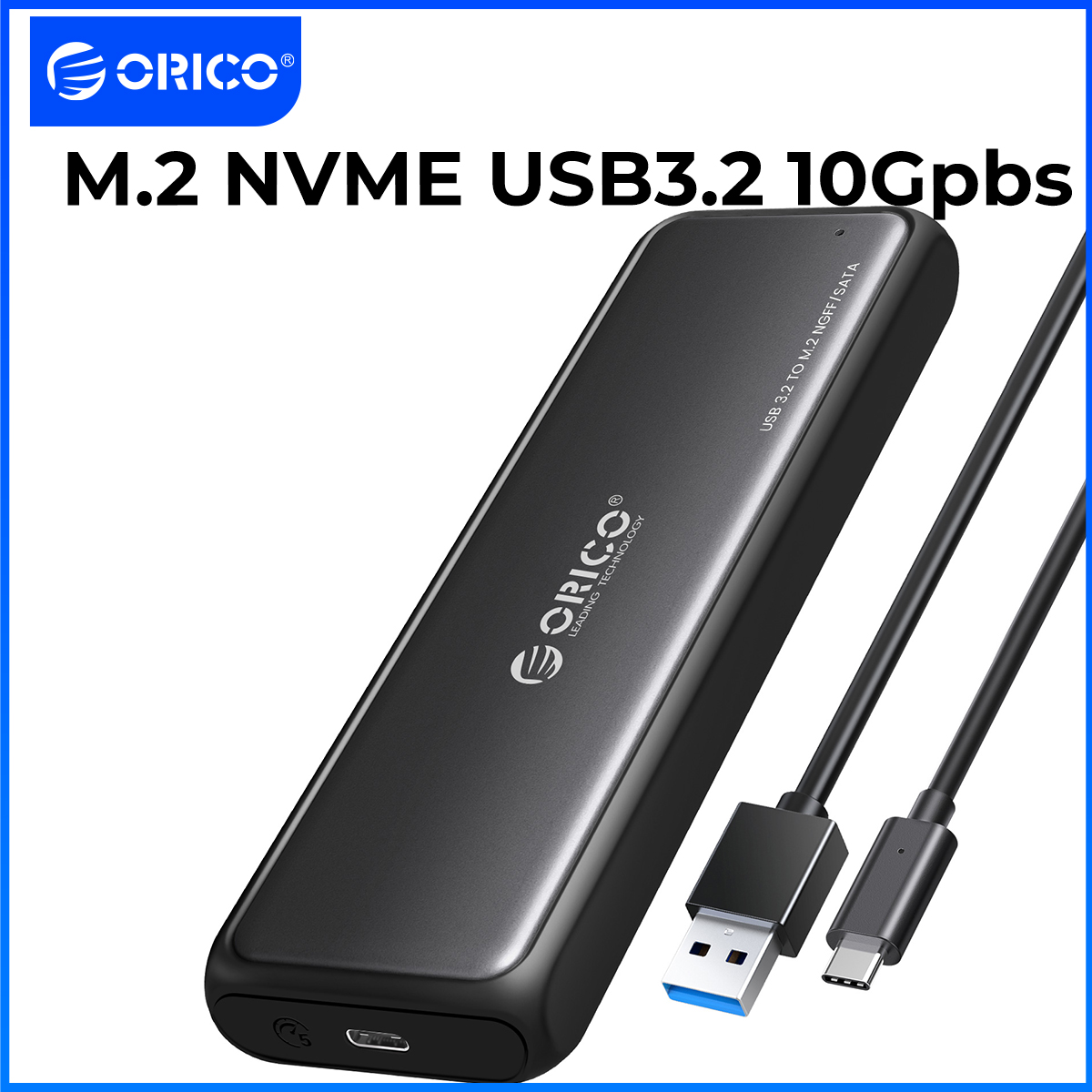 ORICO M.2 NVMe/SATA SSD Enclosure Case 10Gbps Tool-free M2 SSD Enclosure Dual Protocol Solid-State Drive Case for PS4 Laptop