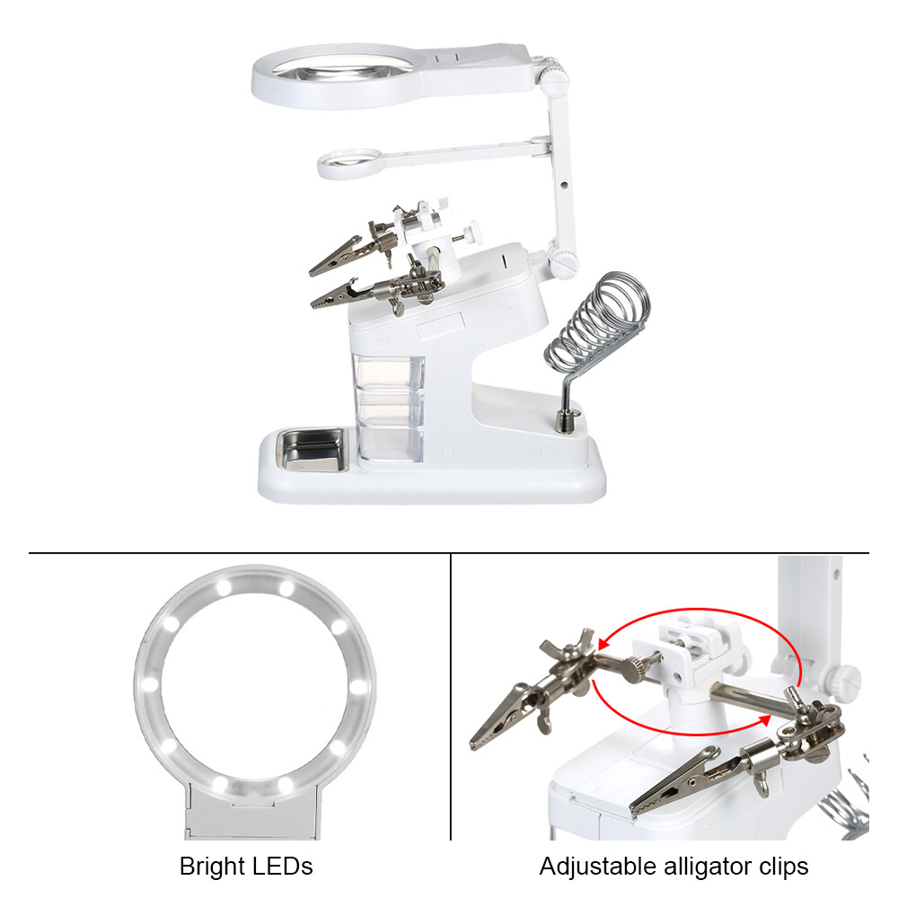 Kính Lúp Hàn Đa Năng Cảm Biến Thông Minh, Đèn LED 3X/4.5X/25X Kính Lúp Để Bàn Đế Hàn Cổng USB Dụng Cụ Sửa Chữa Kính Lúp