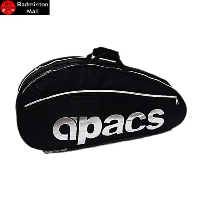 Apacs 2-Zips bag with Side and Shoe zip Pocket【Thermal Foil】Double Backpack Straps Badminton Bag-Silver(D2611)(1pcs)