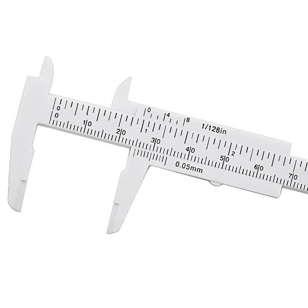 0-80mm Double Scale White Plastic Vernier Caliper with Mini Measurement Tool for Students / Antique Measurement