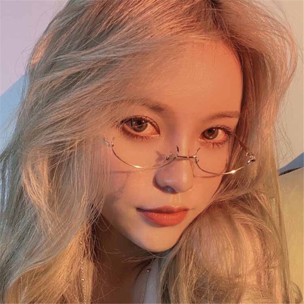 Sanhe Korean Girl Half-frame Glasses Flat Eyeglasses Frame Female Decoration COSPLAY