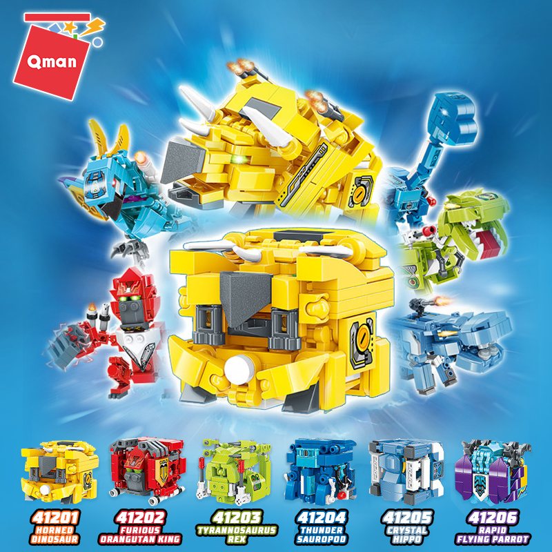 Qman Brick Dinasaur Toys Dino Rex Robot 41201 41202 41203 41204 41205 41206 Magic Cube Direct Transform Trans Collector Lazada