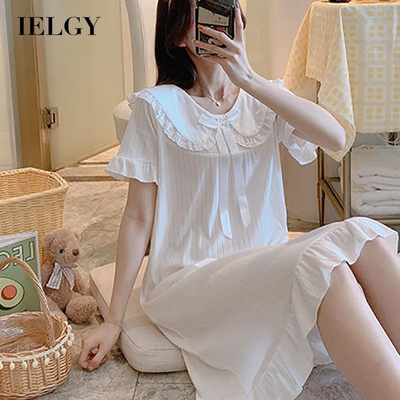 IELGY long nightdress Korean version ins summer pajamas women short-sleeved home service thin skirt