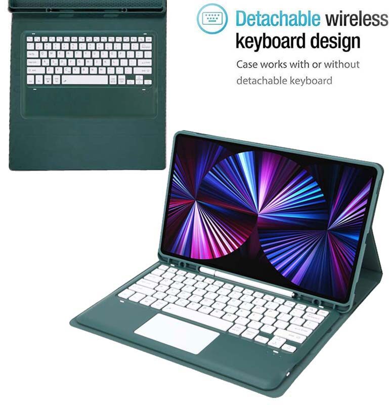 Touchpad Vỏ bàn phím cho iPad Pro 13 2024 với Chuột Bluetooth, da mỏng Trường hợp với bàn phím tháo rời không dây và hộp đựng bút chì cho iPad Air 13 2024, iPad Pro 12.9 inch