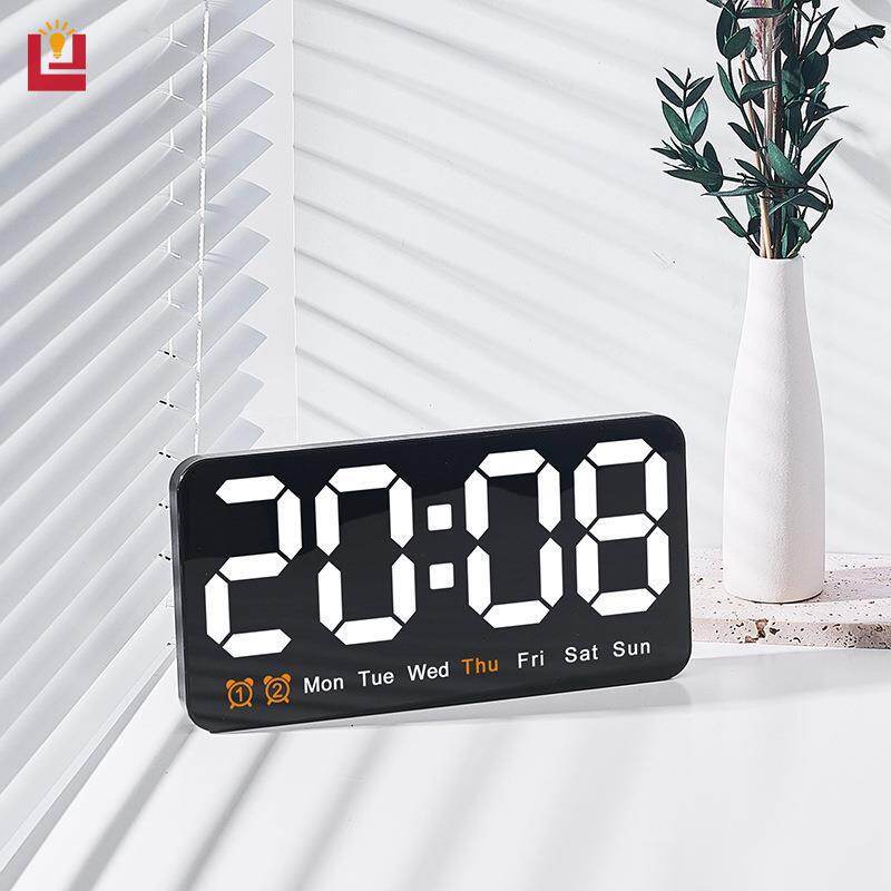 YONUO  Đồng hồ treo tường mới, đơn giản, màn hình lớn, đồng hồ hai công dụng, đồng hồ phòng khách, nhiệt độ đồng hồ báo thức đa chức năng