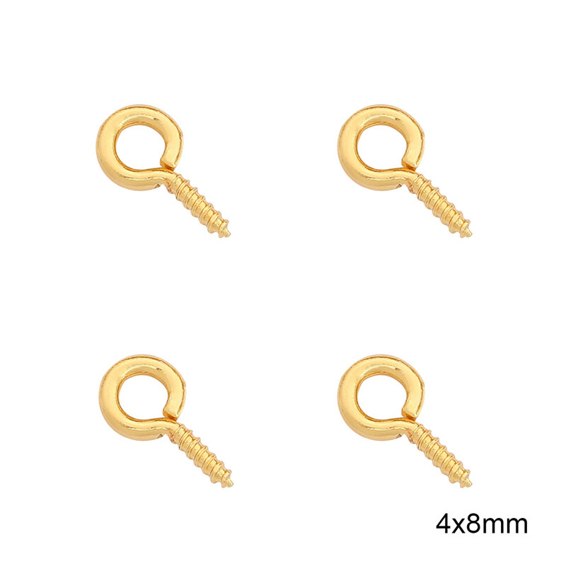 25pcs/Bag 18K Gold Plated Brass Copper Mini Eye Pins Eyepins Hooks Eyelets Screw Threaded Stainless Steel Clasps Hook Jewelry Findings For DIY Jewelry Making