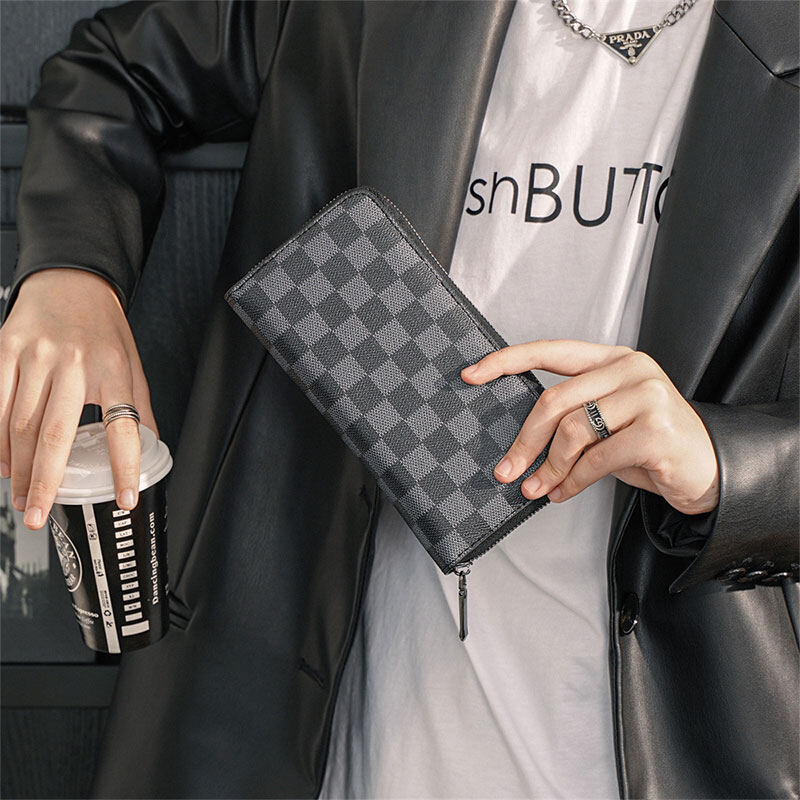 Schwarz etienne⚡free shipping⚡ men's long zipper wallet large capacity clutch wallet card holder coin purse