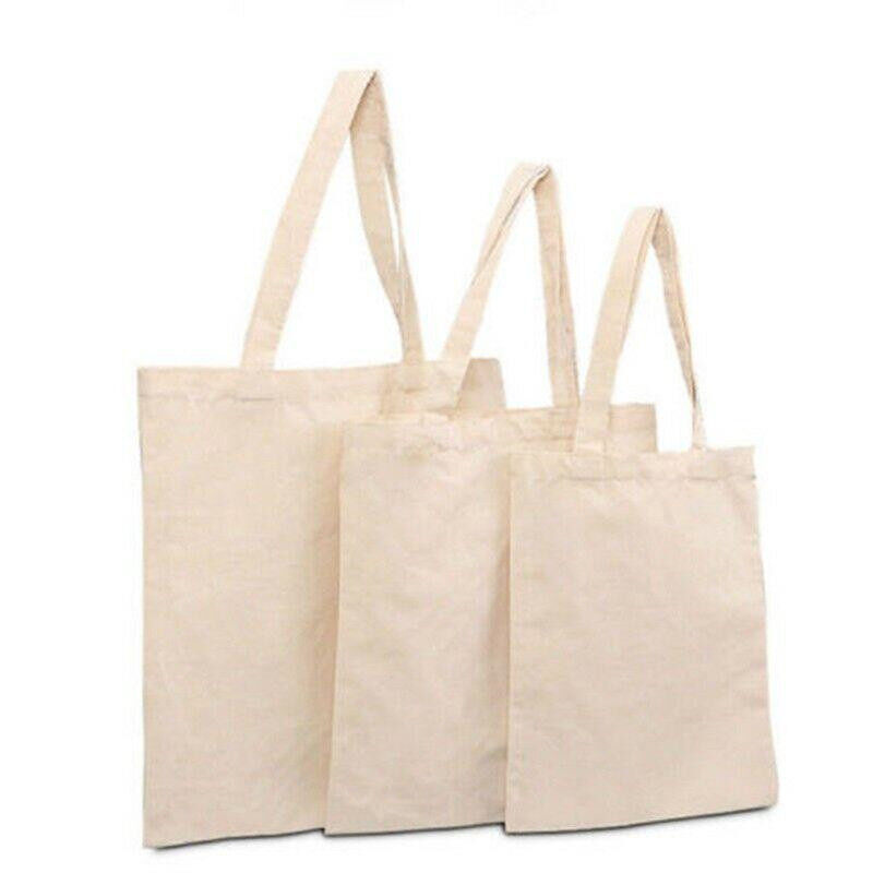 Creamy White Plain Shopping Shoulder Tote Shopper Bags Canvas Bag