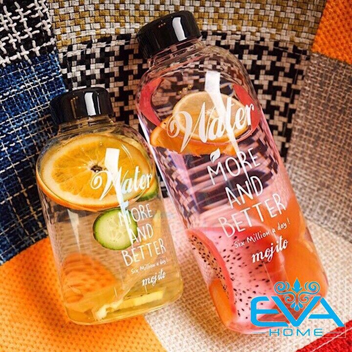 Combo 2 bình đựng nước thuỷ tinh detox 1000 ml và 600 ml
