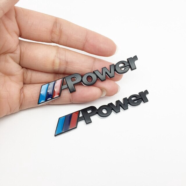 Car decoratio 2pcs / set m power logo car sticker fender side badge decal rear trunk emblem for bmw m 1 3 4 5 6 7 m3 m5 m6 x1 x3 auto decoration