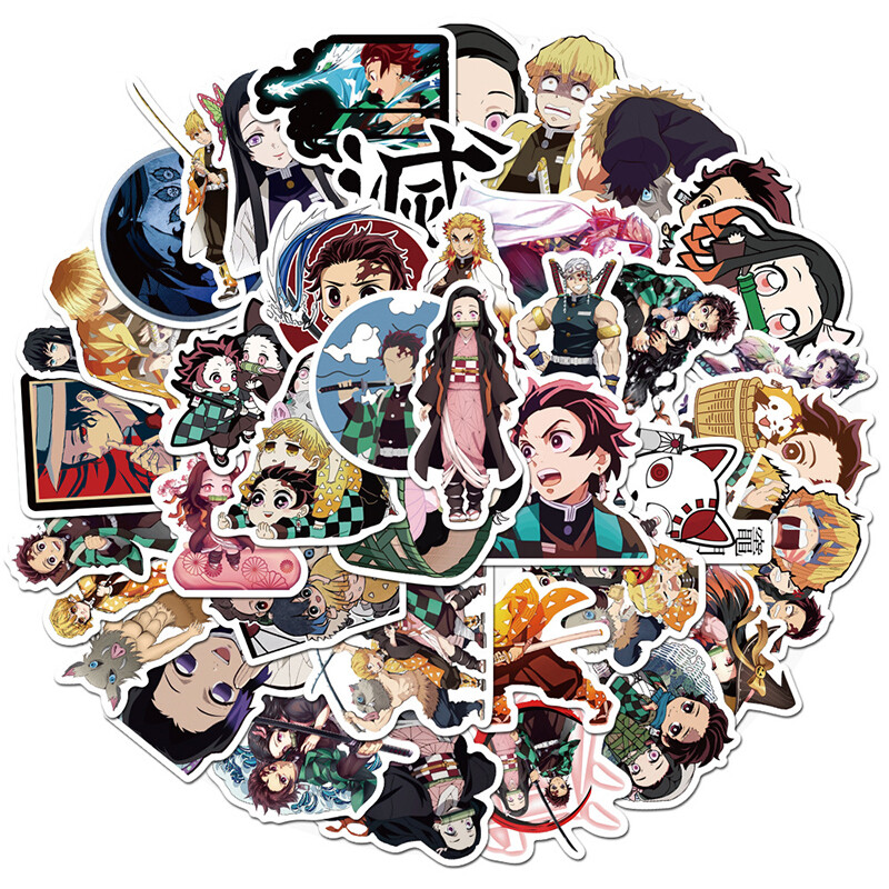 Yigu1 50pcs Anime Stickers Laptop Skateboard Luggage Decal Waterproof Stickers