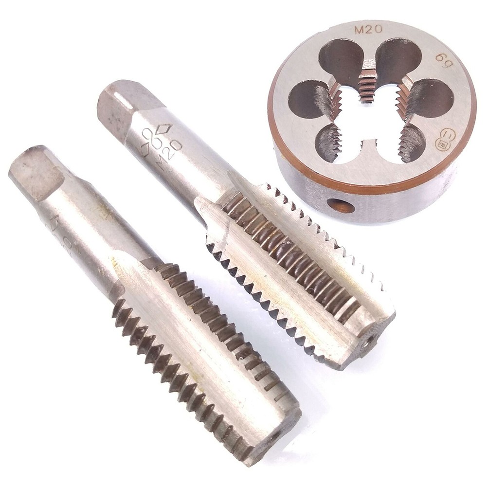 HSS M20 X 2.5mm Tap & Die Set – Taper Tap, Plug Tap, And Round Die (Right Hand Thread)