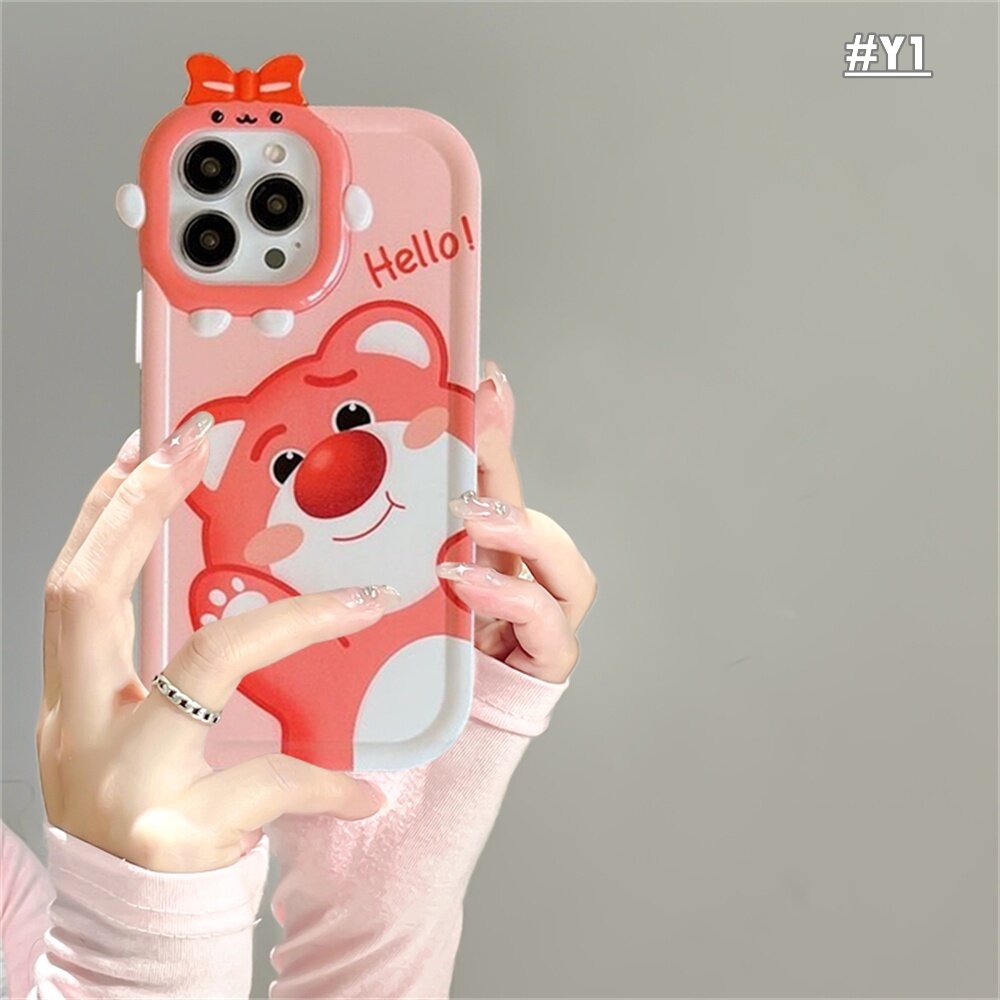 Vỏ HP Realme C53 10 Realme C55 C35 C33 C31 C30 Realme C11 9i 6i 5S 5I 7i C15 C12 C25 c21y c25y C20 C3 C17 Realme C2 C1 narzo 50A thủ dễ thương phim hoạt hình lotso dâu gấu con quỷ nhỏ ống kính ốp chống sốc