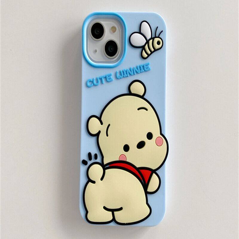 Ins for iphone case 11 12 pro max 13 14 pro max7 8 plus x xs xr phone casing cover cute cartoon butt winnie the pooh phone soft silicone shell