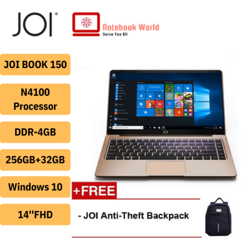 JOI Book 150 /14 FHD Laptop (N4100, 4GB, 32GB+256GB, Intel, W10H) Malaysia