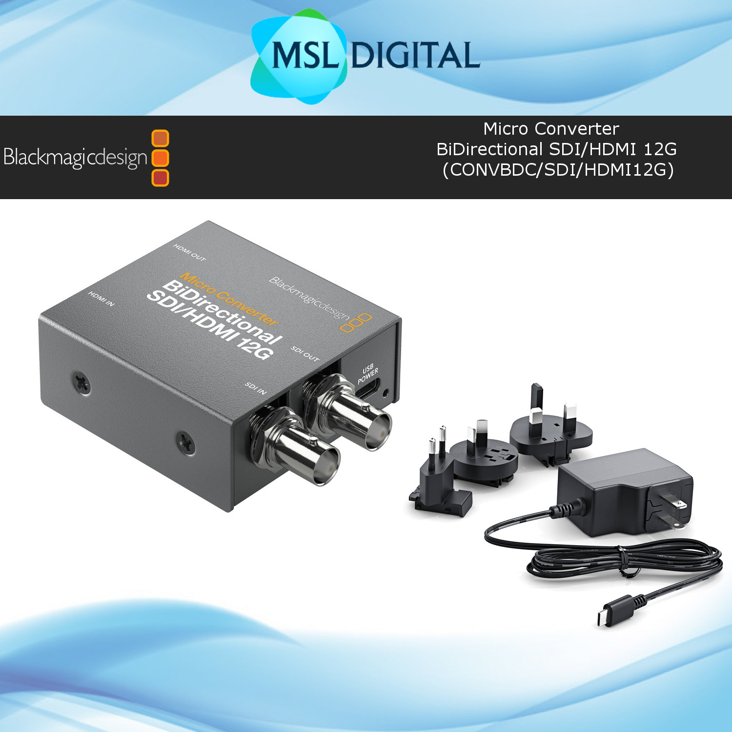 Blackmagic Design Micro Converter BiDirectional SDI to HDMI 12G 