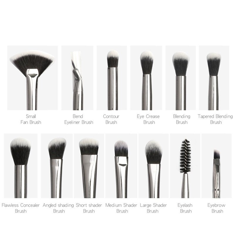 12PCS Makeup Brushes Set Eye Shadow Blending Eyeliner Eyelash Eyebrow Blush Make Up Brush Tools
