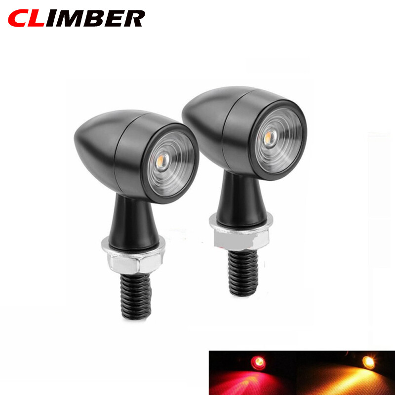 CL Motorcycle Turn Signals Retro Red Yellow Two-color Led Turn Signal Kit 8mm Mounting Bolt Rear Mini Blinkers