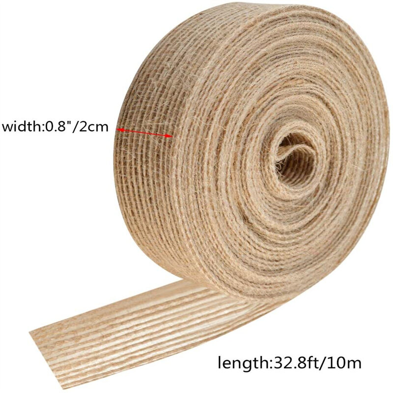 5m Roll Jute Burlap Rustic Hessian Ribbon Tape Strap Wedding Decor