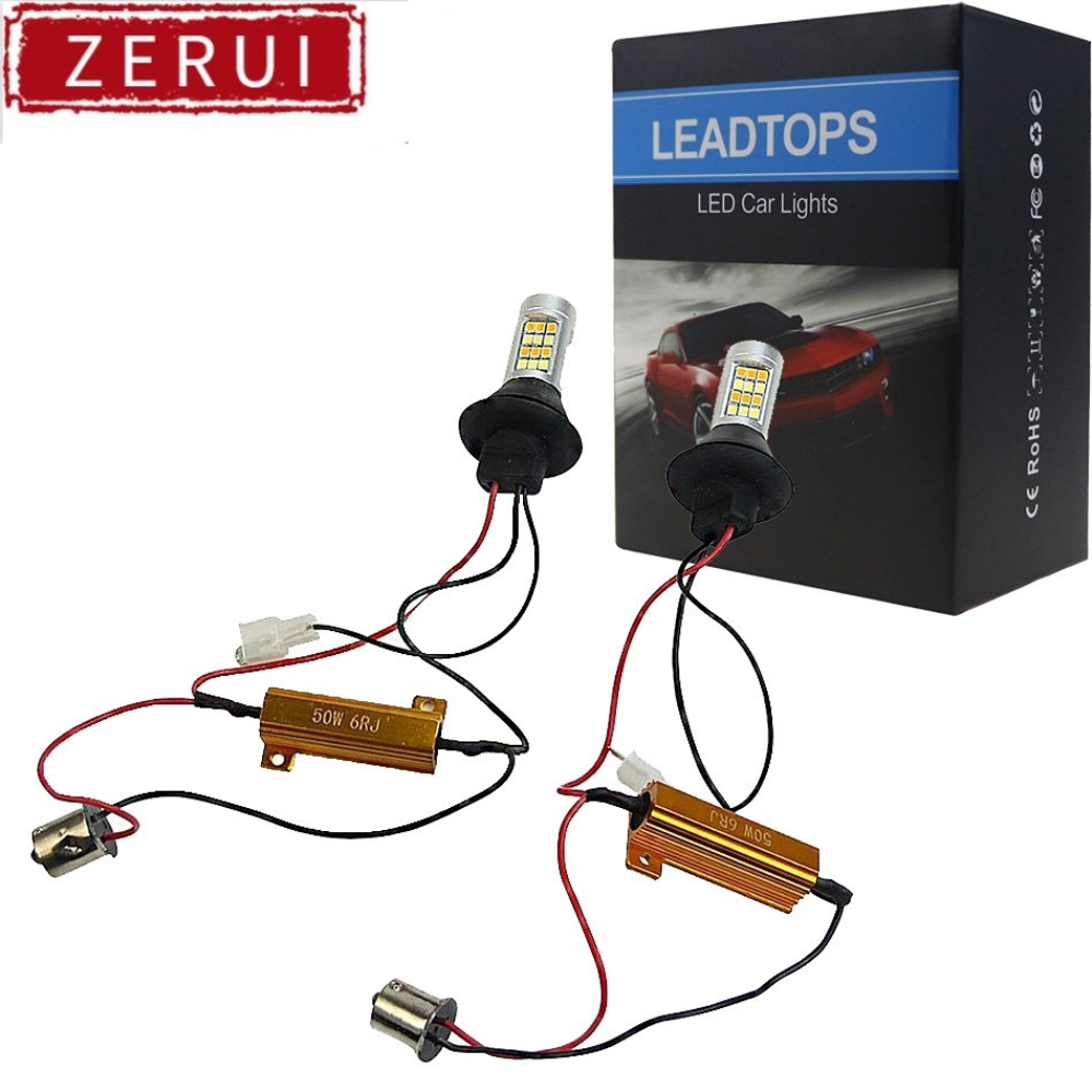 Zr for leadtops 1 pair t20 1156 bau15s ba15s led 42 light high power daytime running light+turn signal drl dual mode wy21w led running lamps