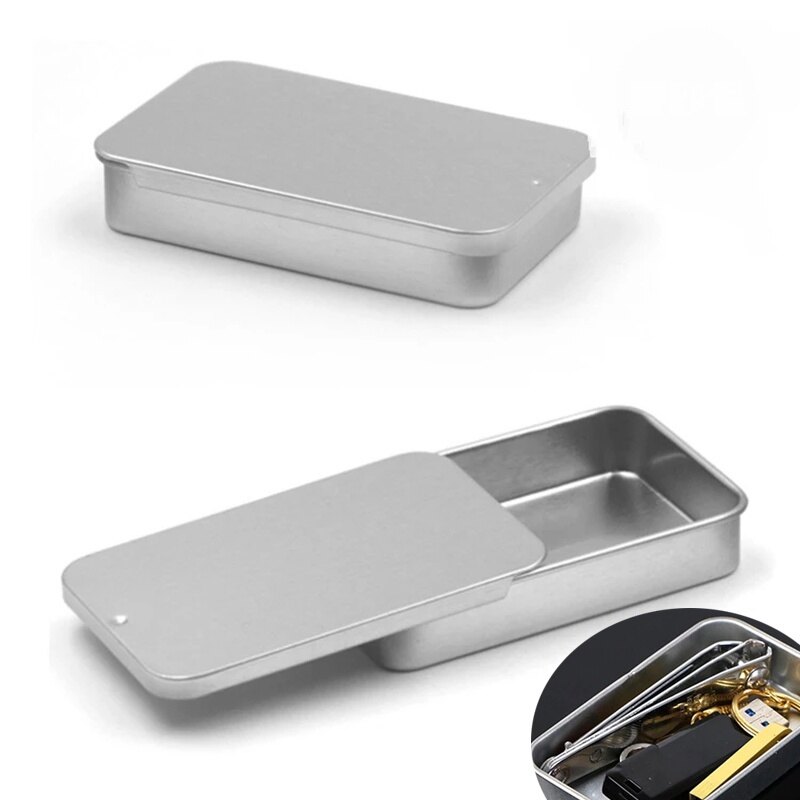 [Timmo House]1 Hộp Thiếc Rỗng Hình Chữ Nhật Bằng Kim Loại Mini Hộp Đựng Thuốc Kẹo Đẩy Bằng Thiếc Hộp Đựng Có Bản Lề Hộp Đựng Sắp Xếp Nhỏ