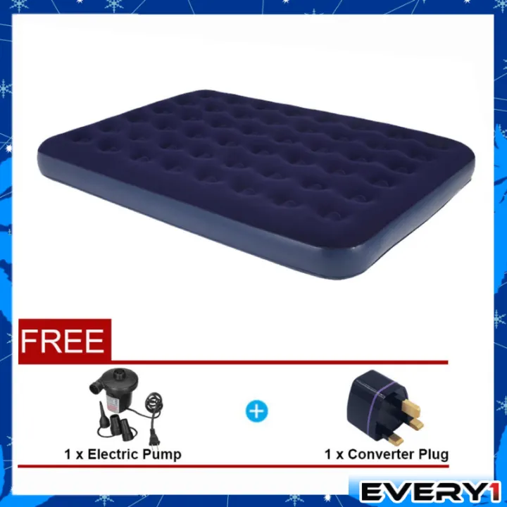 Jilong 1 52 Meter Flocked Coil Beam Inflatable Double Air Bed