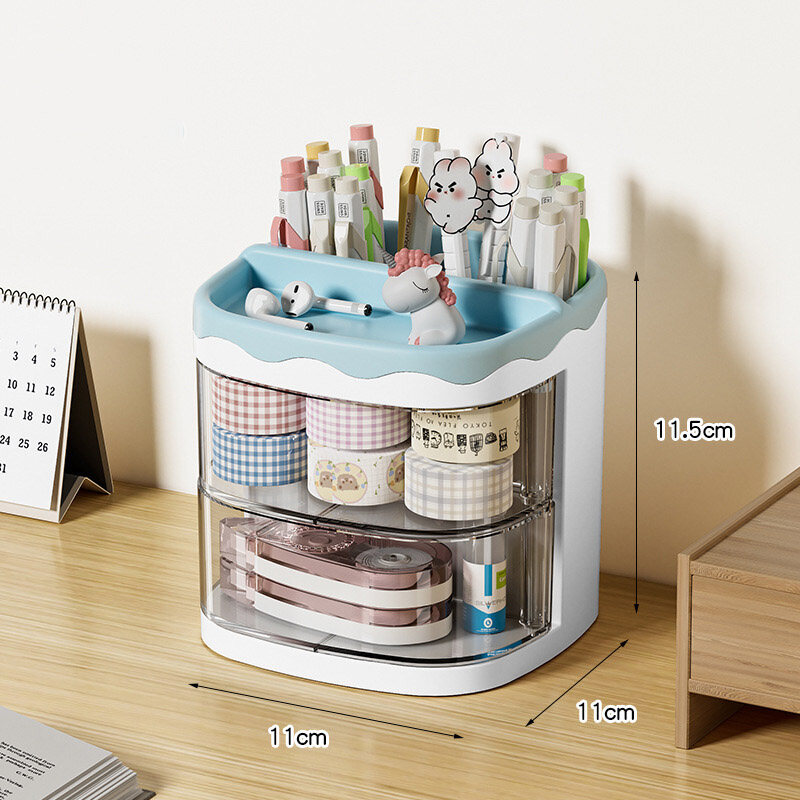 Creative Cartoon Multi grid Drawer Penholder Student Cornetto Function Box with Grid Storage Box Girl Heart Desktop Stationery Box