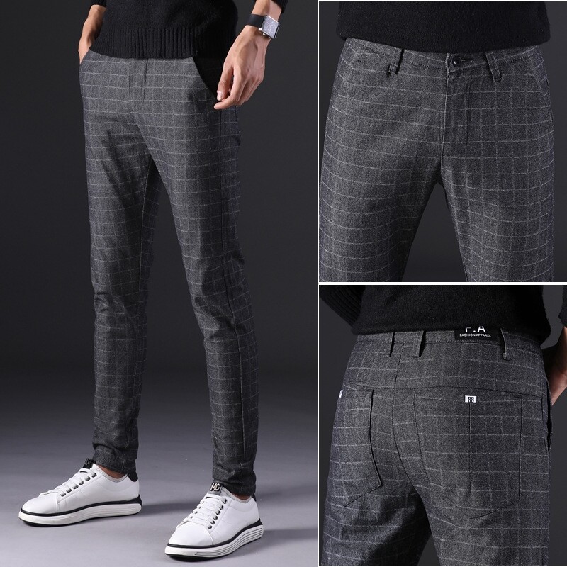 IELGYMen's casual pants men's thin section men's pants Slim straight trousers men's elastic wild pants men