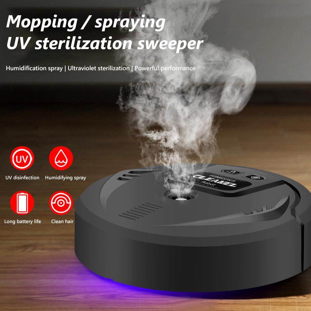 Cordless Cleaning Robot Sweeper Smart Rechargeable Auto Sweeping Robot UV Disinfection Diffuser Strong Suction USB Charging