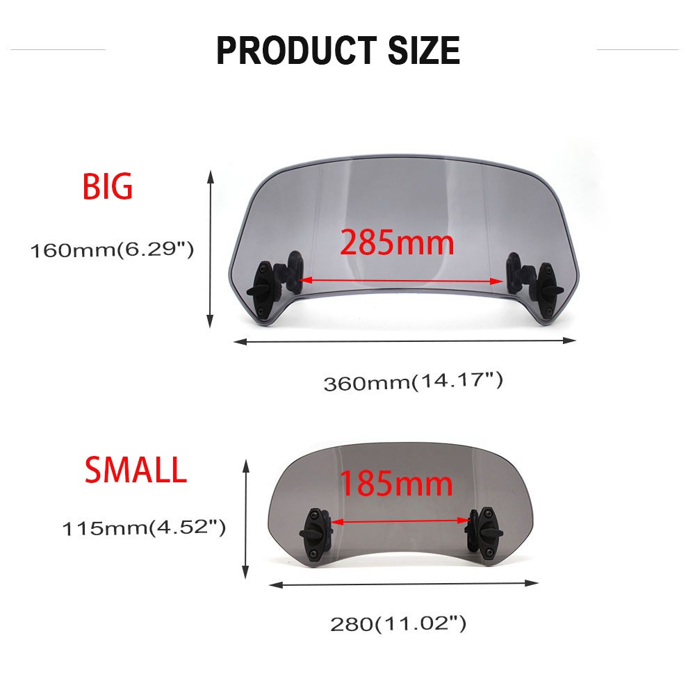 Motorcycle Universal Windshield Clamp-On Variable Windscreen Spoiler Extension