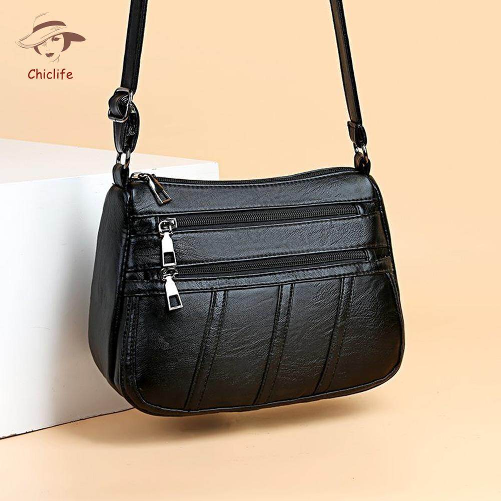 PU Leather Solid Messenger Purse Handbag Popular Simple Female Daily Bag Women Shoulder Bag