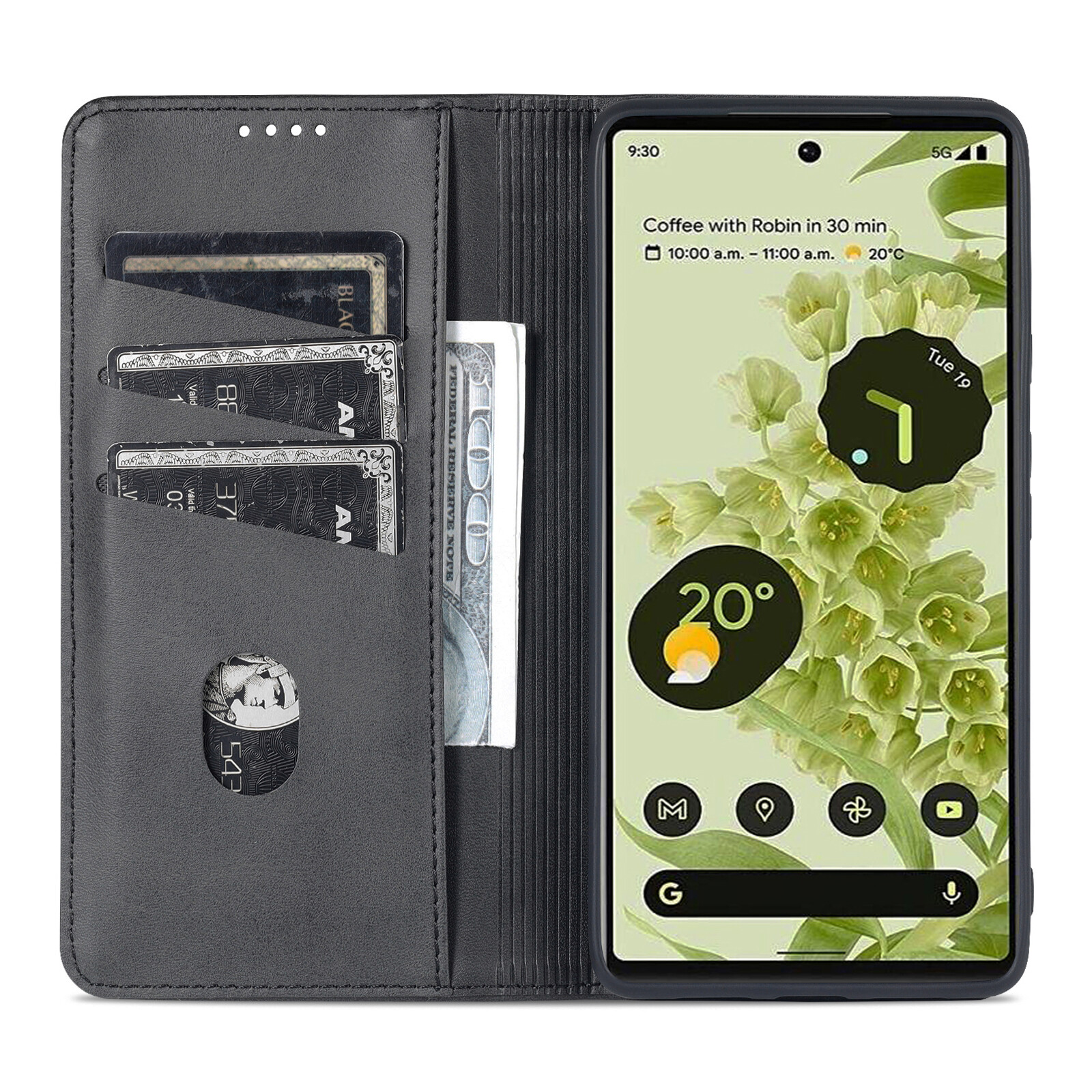 Thinmon for Google Pixel 6/Pixel 6 Pro Magnetic Flip Luxury Leather Case for Google Pixel 6/Pixel 6 Pro Wallet Card Slot Holder Phone Case