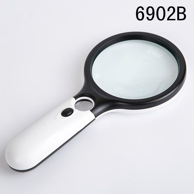 Handheld Magnifier Dual Lens with 3 LED Light Rackek Mini Pocket Microscope Reading Magnifying Glass Lens High Magnification Reading