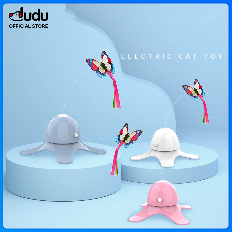 Colorful Butterfly Funny Dog Cat Toys Electronic Pet Toy Smart Automatic Funny Cat Exercise Toy Rotating Stick Interactive Toy