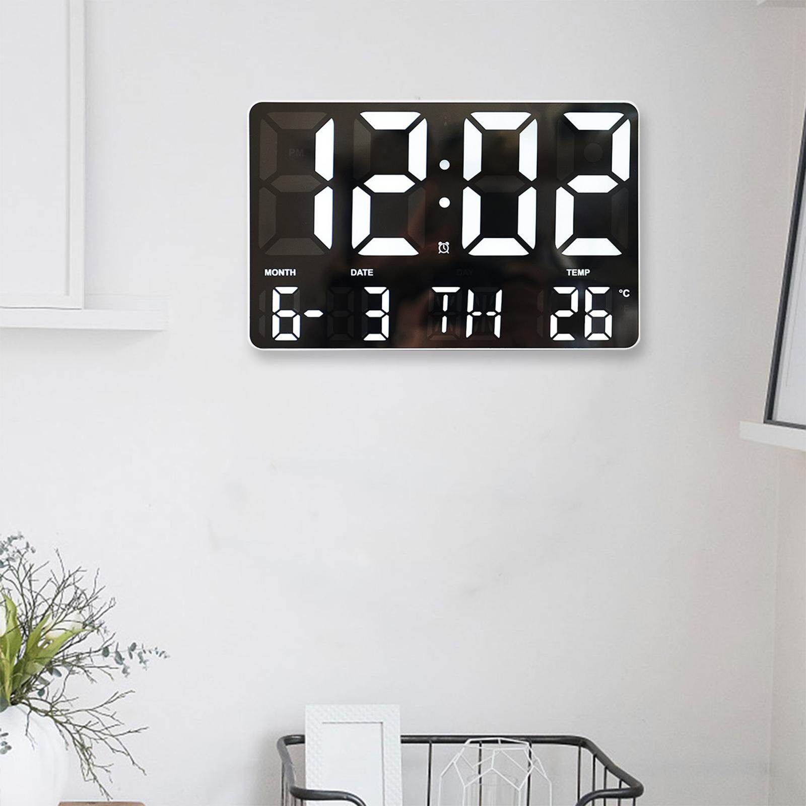 Aituan 10" Digital LED Wall Clock Wall Mountable Temp with Remote Control