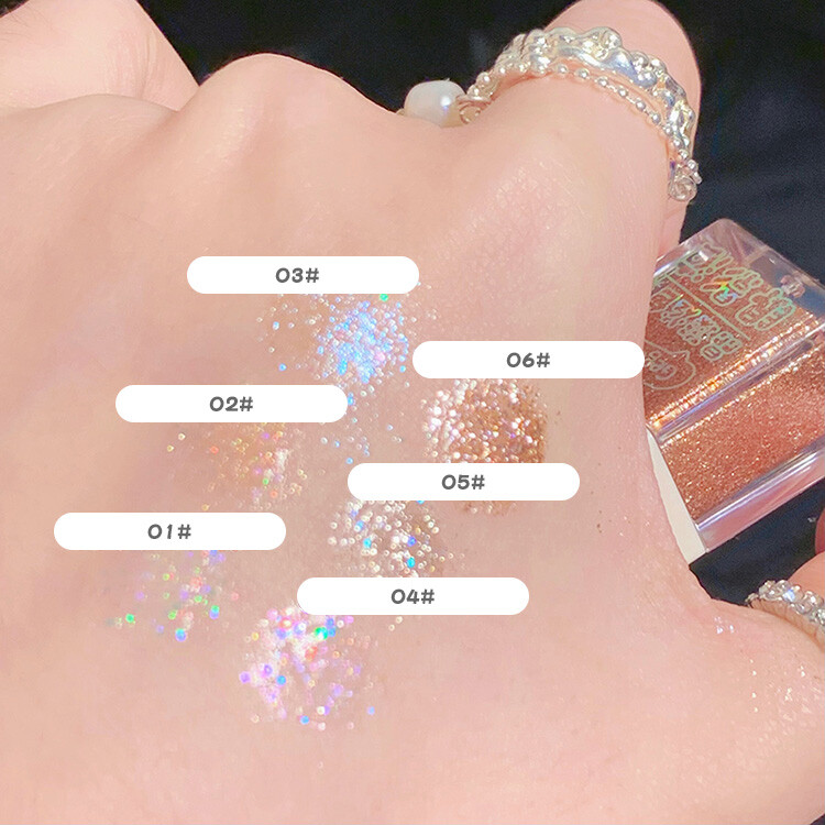 Gecomo lấp lảnh chất lỏng Eyeshadow dài màu bền Pearlescent Shinny bột phấn mắt