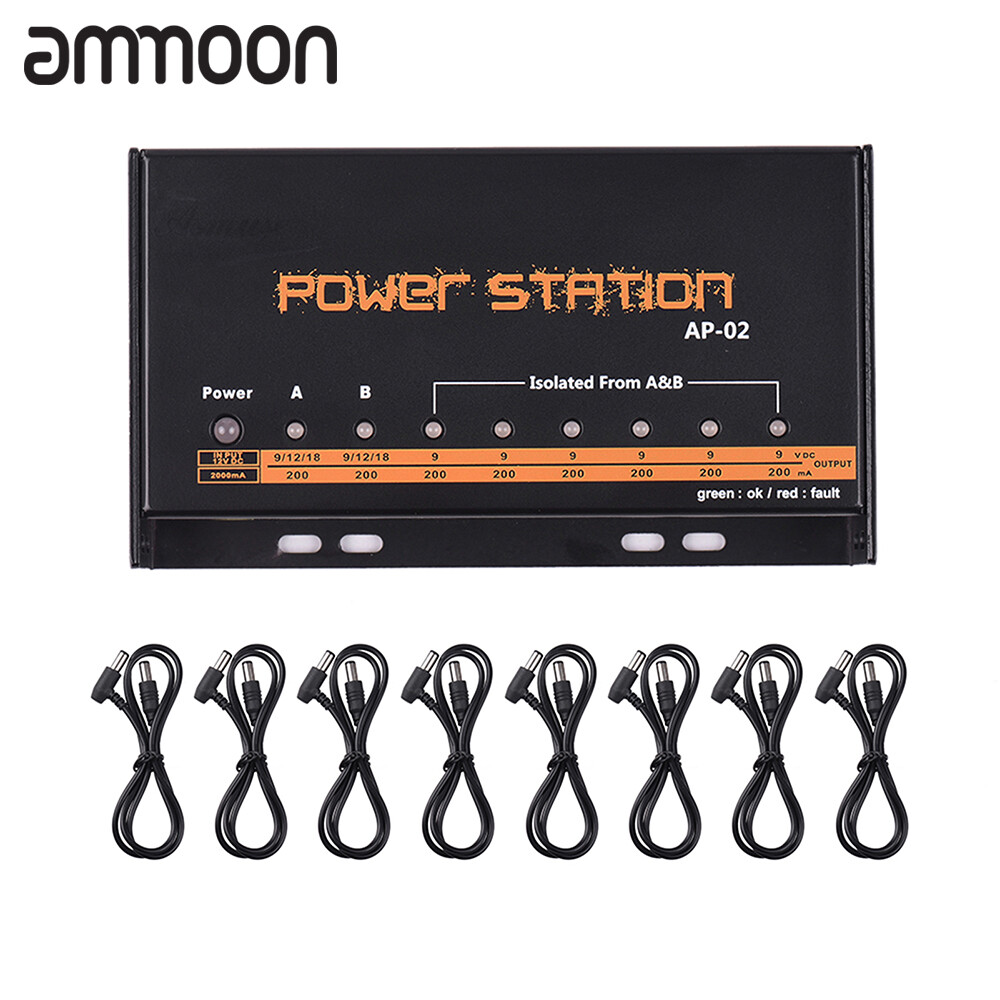Guitar pedal power supply 8 dc outputs for 9v / 12v / 18v effect pedal boards power station box eu plug