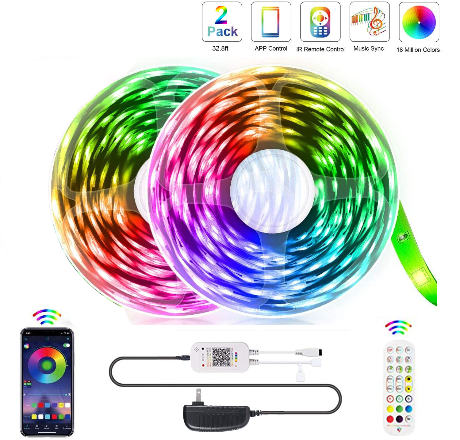 Led Strip Lights 5m 10m 15m 20m 25m 30m App Control Bluetooth Multicolor Led 5050 Rgb Lights Music Sync With Color Changing Lights Music Sync Built In Mic 12v Adapter Bluetooth App Remote Mic 3 Button Switch Lazada Singapore