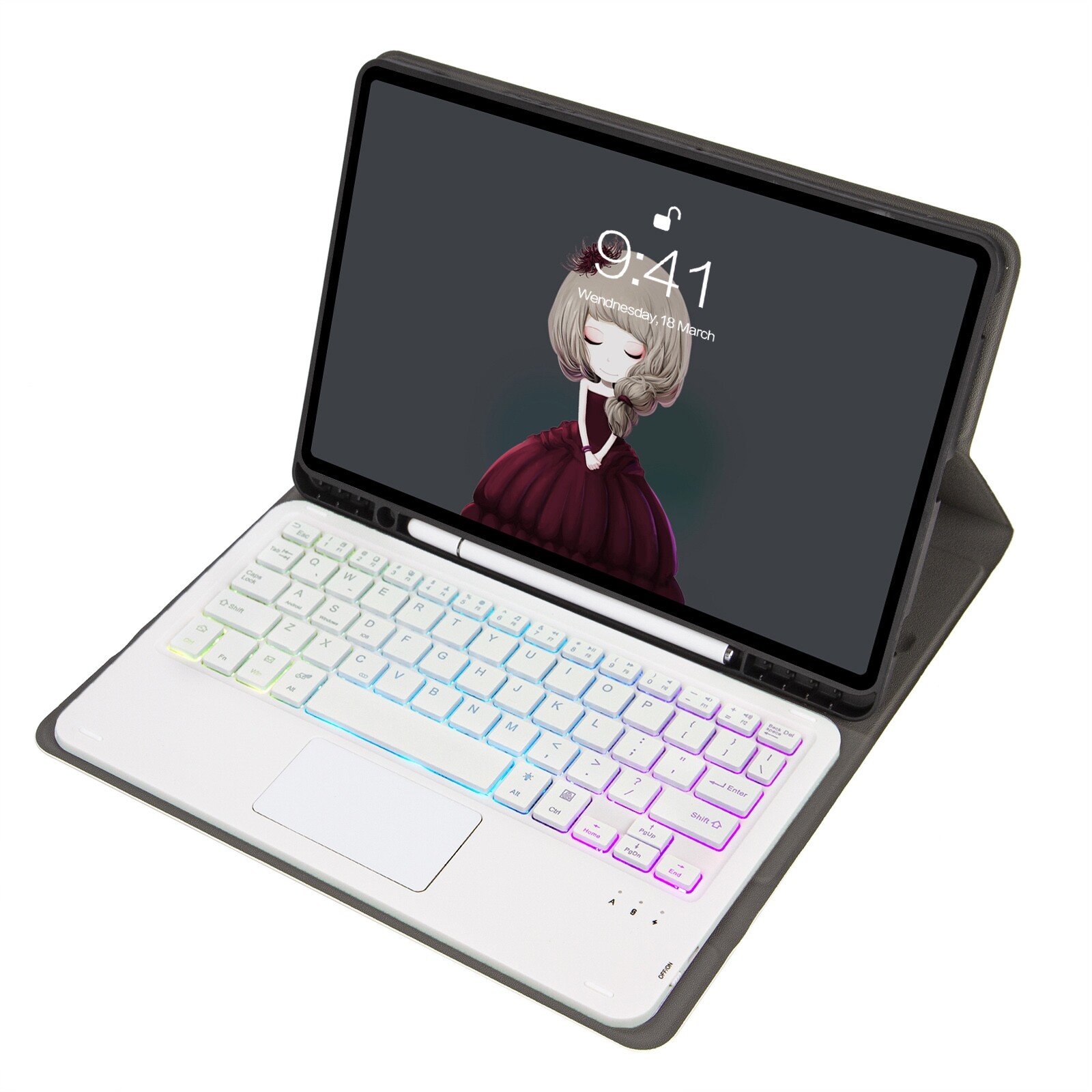 For Samsung Galaxy Tab S8 / S7 A700B-AS Lambskin Texture Backlight Bluetooth Keyboard Leather Tablet Case(Gold)(In Stock)