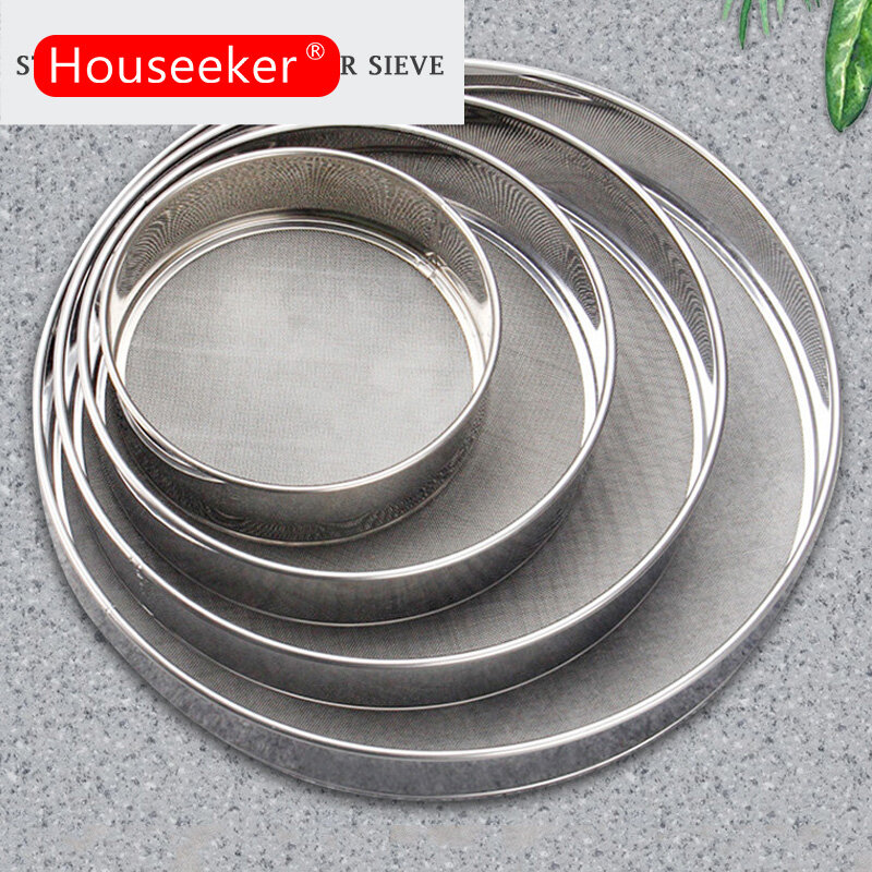Houseeker Stainless Steel Sifting Sifter Flour Sieve Baking Flour 40 Mesh Filter Sieve Filter 15/20/25cm