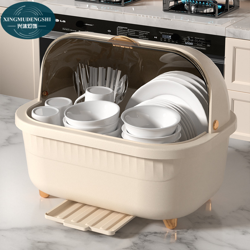 XMDS Kitchen drain bowl rack with lid, plastic cupboard, chopsticks, cutlery storage box, dish rack, drip bowl rack