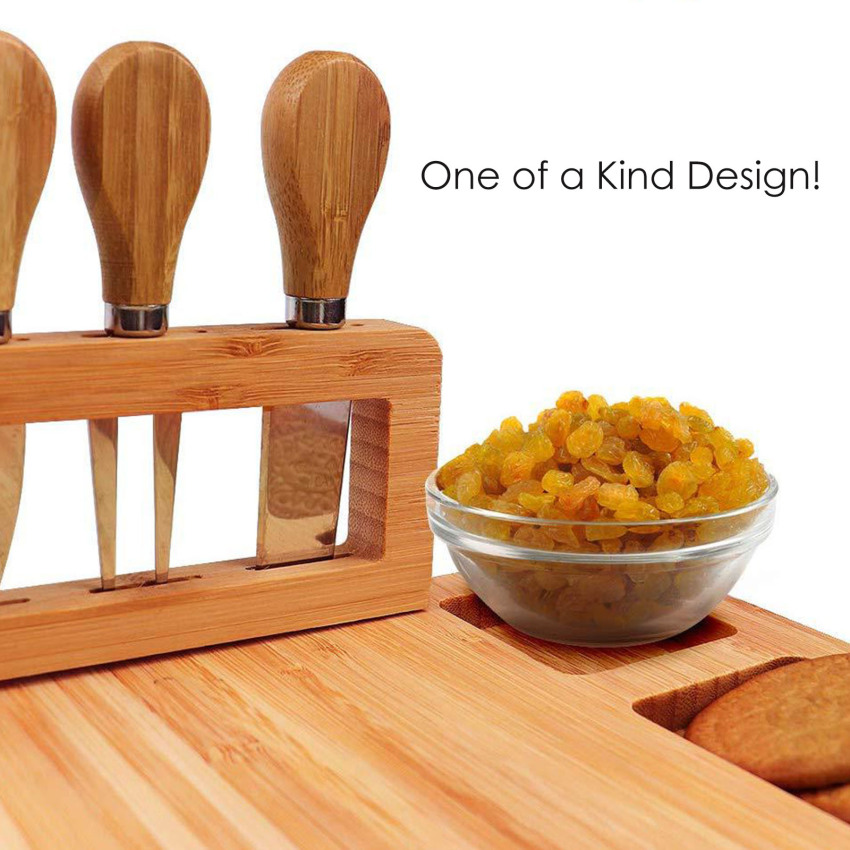 Bamboo Cheese Board Wood cheese board 1pcBamboo tableware cheese plate set western cutlery fork dessert fruit pizza plate multifunctional plate