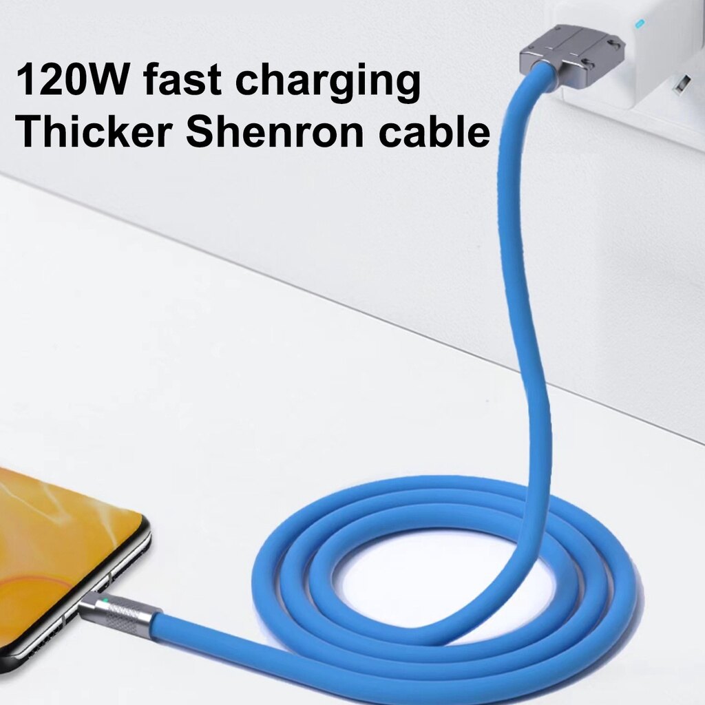 Twitch 120W 6A sạc nhanh loại USB C Cáp Silicone lỏng cáp Micro USB sạc nhanh USB-C các loại cáp sạc 1m/1.5m/2M màu xanh cam