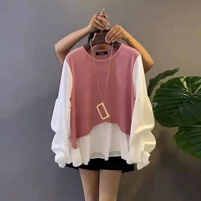 Xioso áo dài tay hàn quốc nữ peplum áo thun áo len M-4XL