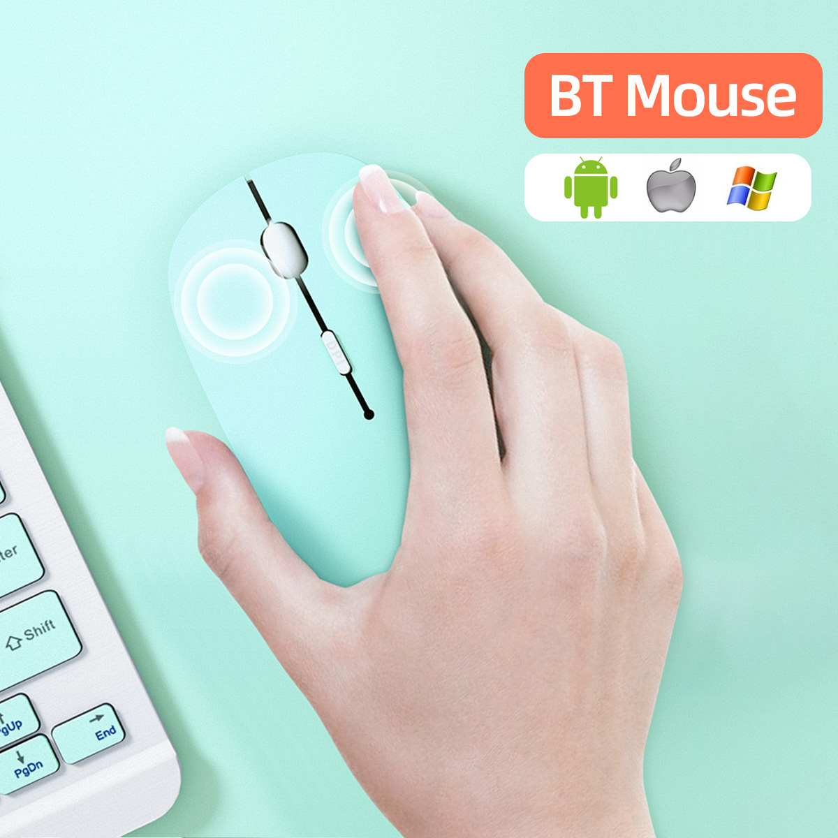 Bluetooth-compatible Mouse Dual Mode Silent Rechargeable Portable Wireless Mouse For Mobile Phone Office Tablet (in stock)