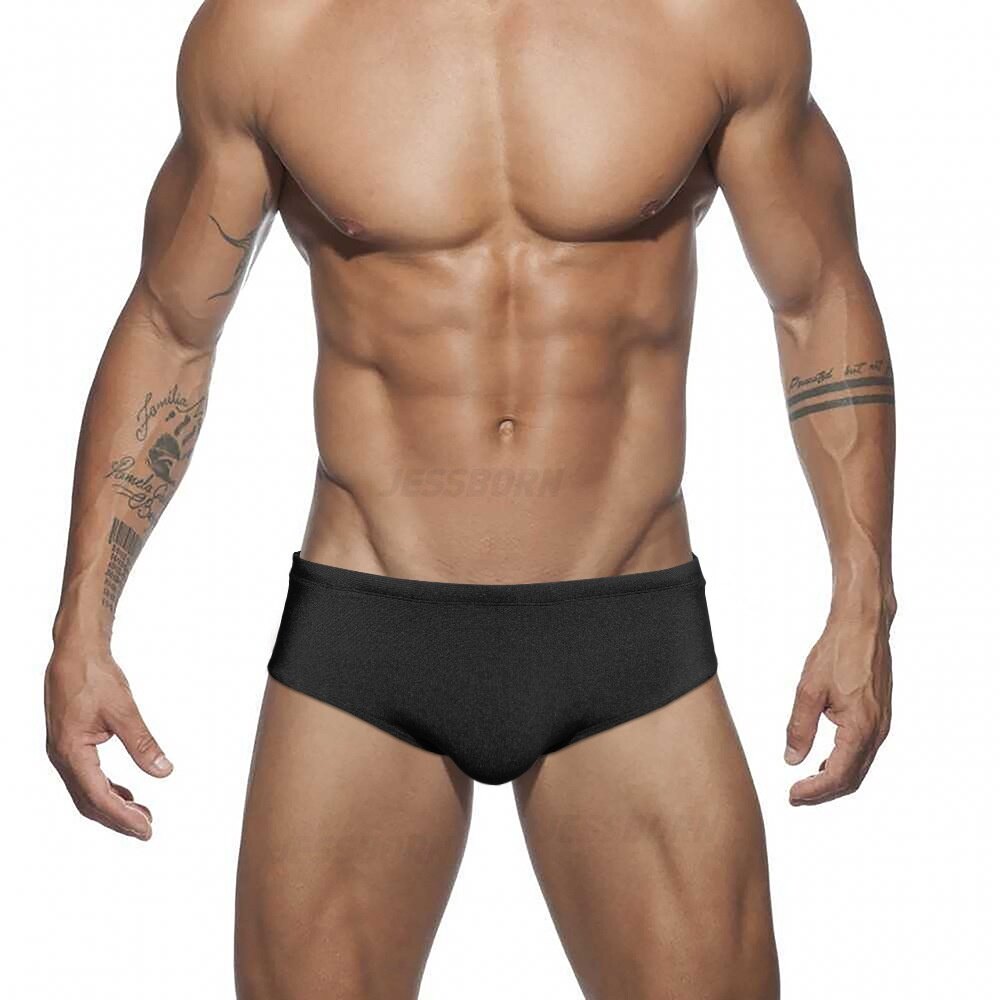 Solid Color Small Boxer Men's Swimming Trunks Shiny Fashion Sexy Low-waist Shorts Anti-embarrassment Beach Swimsuit GG528