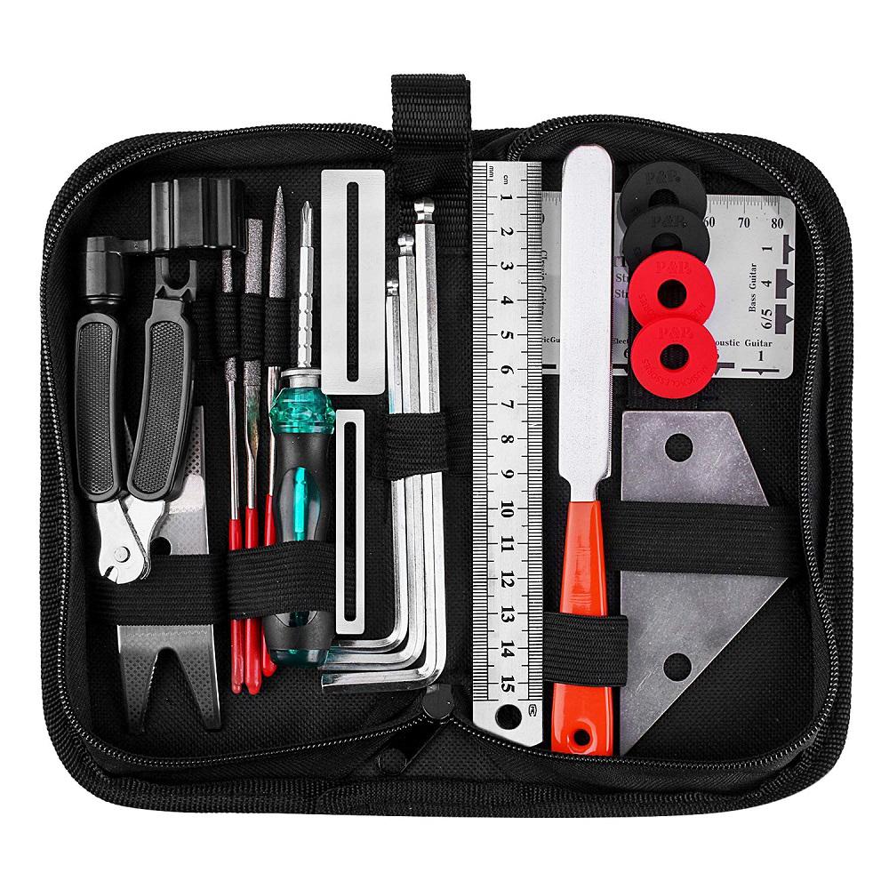 [okoogee]Guitar Repair Maintenance Cleaning Tools Kit 3 in 1 Guitar String Winder Cutter Pin Puller Guitar Fret Rocker Leveling File Kit