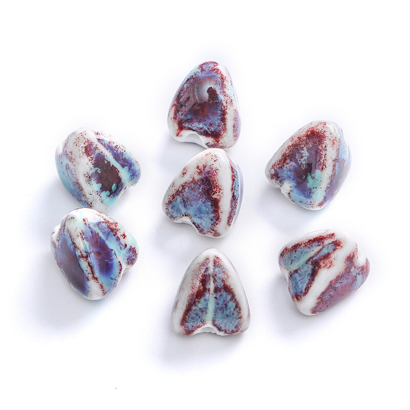 5pcs/Bag 14mm High Quality Unique Delicate Handmade Chinese Ceramic Porcelain Triangle Geometry Shape Beads Charm for Earring Necklace Bracelet DIY Jewerlry Craft Making Accessories
