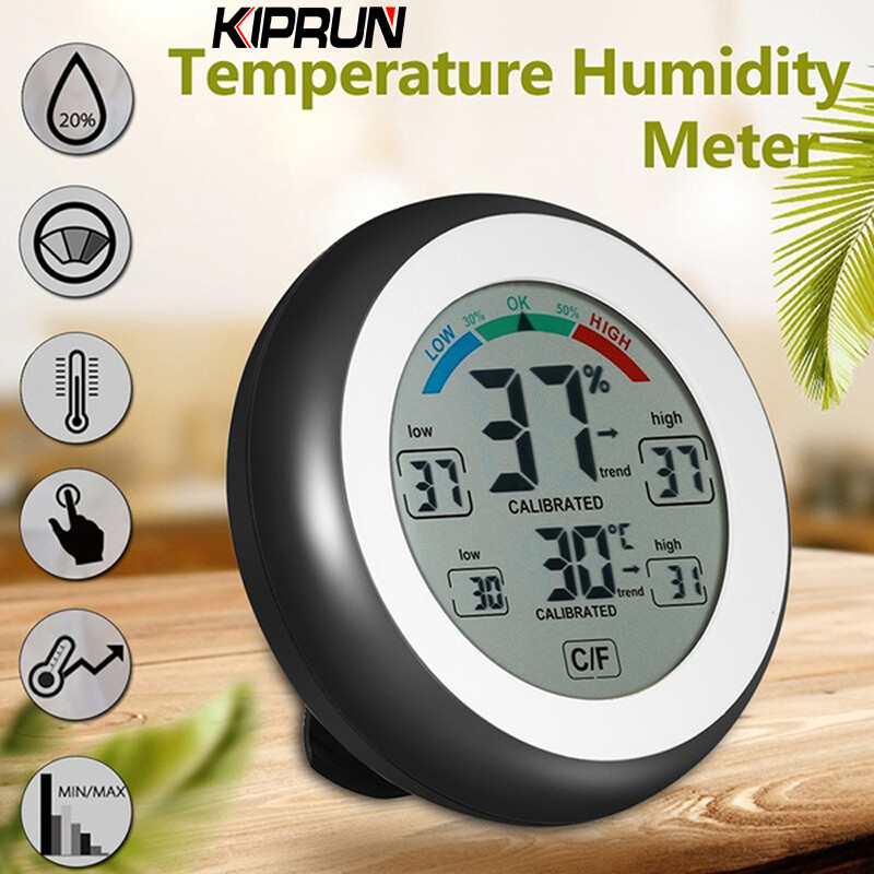 KIPRUN Digital LCD Display Indoor Thermometer Hygrometer Round Electronic Temperature Humidity Meter weather station Tester C/F display